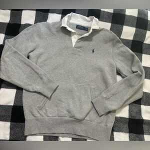 Polo Ralph Lauren Men's Kangaroo Pocket Fleece Rugby Sweatshirt Heather Sz S